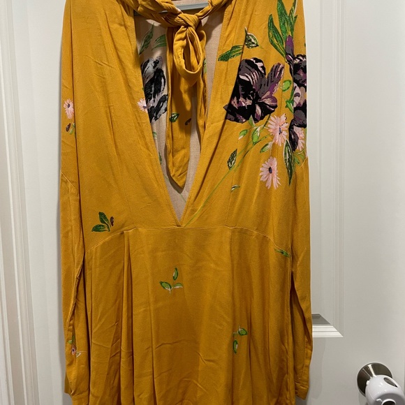 Free People Gemma Tunic Dress or Top Mustard Floral - Picture 4 of 5